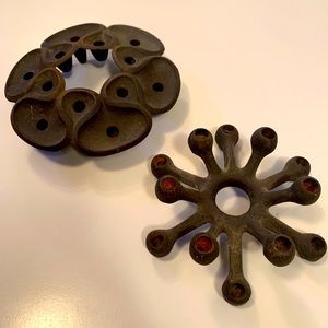 VINTAGE LOT OF 2 DANSK CAST IRON CANDLE HOLDERS